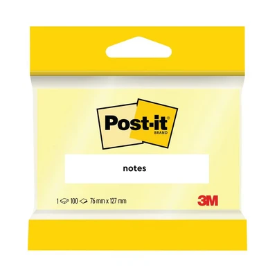 Image of Post it Notes, Canary Yellow, Hangable Flow Packs, 1 Pad, 127 mm x 76 mm, 100 Sheets Extra Sticky Notes for Walls, Monitors and Fridge