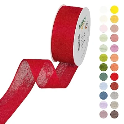 Image of Halbach Seidenbänder Gift Ribbon Width 40 mm Length 25 m Made in Germany Ribbons a Variety of Colours and Widths Perfect for Packaging Decorating, Colour: Red
