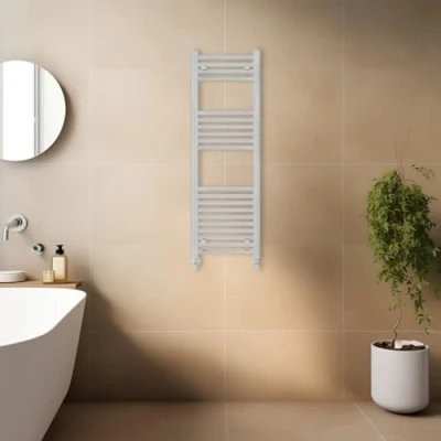 Image of Warmehaus Contemporary Straight Bathroom Ladder Radiator Heated Towel Rail Chrome Warmer Central Heating 1200 x 400mm