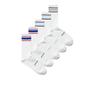 Image of Jack &amp; Jones Jacmoscow Tennis Socks 5 PACK Socks, Men&#039;s, Size: One Size, White pack/white