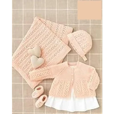 Image of Sirdar Snuggly 4 ply Knitting Pattern 4508 Coat, Bonnet, Bootees and Blanket