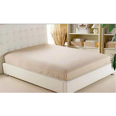Image of LOOMS &amp; LEAVES 100% Egyptian Cotton T 200 Thread Count Bed Sheet Fitted 4 Size (CREAM, DOUBLE)