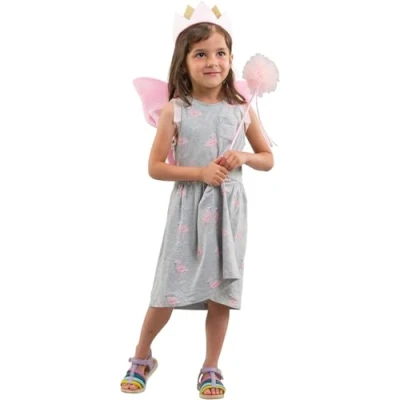 Image of PRETEND TO BEE Accessories Velvet, Fancy Dress Costume for Kids, Children, Pink Wing, Wand and Crown Set, 3+