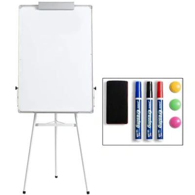 Image of DOEWORKS Magnetic Whiteboard with Stand, Portable Dry Erase Board/Tripod Flipchart Easel Whiteboard, Height Adjustable White Board for Office Home Classroom, 90cm x 60cm