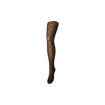 Image of PIECES Women&#039;s Pcjua Bow Tights, Black/Detail:Bows All Over, L/XL