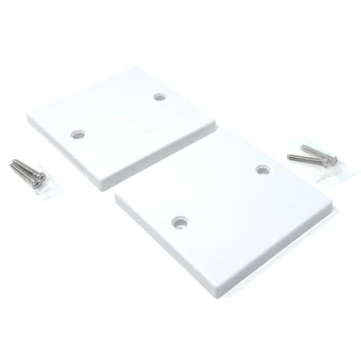 Image of 2pcs. Single Blanking Plate Cover for Electrical Sockets Back Box White Finish, With Screws (86mm x 86mm)
