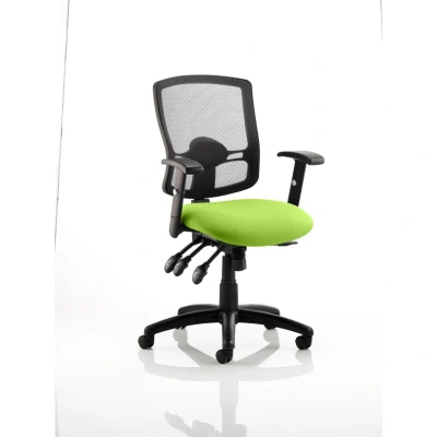 Image of Portland III Black Mesh Back Bespoke Colour Seat Myrrh Green