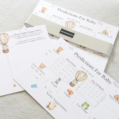 Image of Baby Shower Games 20 Guests Prediction Cards/Parenthood Advice/Baby Wishes &amp; Story Cards Keepsake for Boy, Girl, Neutral/Unisex Party/Guestbook/Gender Reveal Party Elephant