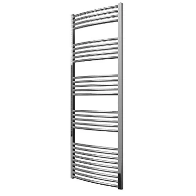 Image of Greened House Chrome Curved Heated Towel Rails 600mm wide x 1600mm high Central Heating Radiator