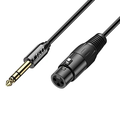 Image of J&amp;D XLR to 6.35mm 1/4 inch Cable, PVC Shelled TRS Male Female Balanced Interconnect Cable Adapter for Speaker Condenser Mic Guitar Mixer AMP, 2.7 Meter