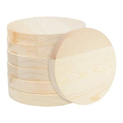 Image of Belle Vous Blank Unfinished Round Wooden Circles (7 Pack) 15cm/5.90 inches 20mm Thick Natural Disc Cutout Slices DIY Craft Projects, Christmas Decorations, Pyrography &amp; Door Hanger Plaque