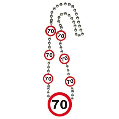 Image of Traffic Sign 70th Necklace, Necklace with age symbols in a Stop
