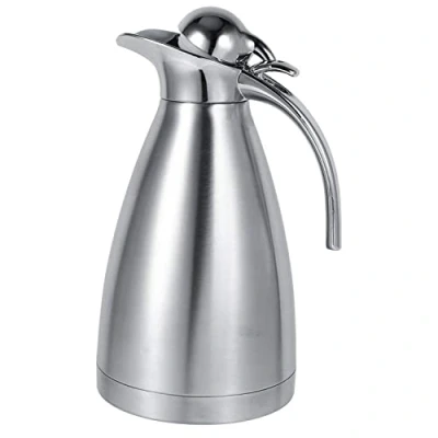 Image of Yosoo Stainless Steel Coffee Pot Double Wall Vacuum Insulated Thermos Jug Hot Water Bottle Pitcher Beverage Dispenser with Press Button 1.5L/2L (2L, Silver)