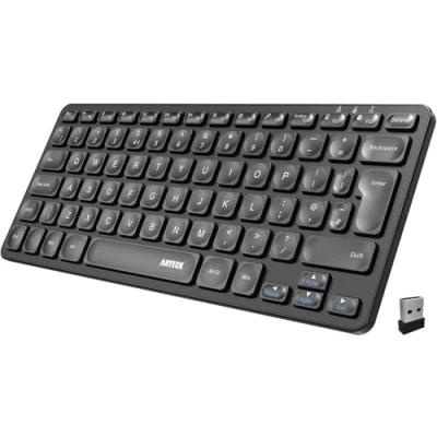 Image of Arteck 2.4G Wireless Keyboard Ultra Slim and Compact with Media Hotkeys for Computer/Desktop/PC/Laptop/Surface/Smart TV Windows 10/8/ 7 Built in Rechargeable Battery
