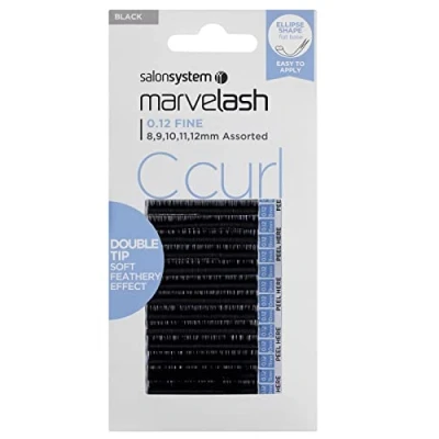 Image of Salon System Marvelash C Curl 0.12 Fine Double Tip Assorted Black Ellipse Lashes