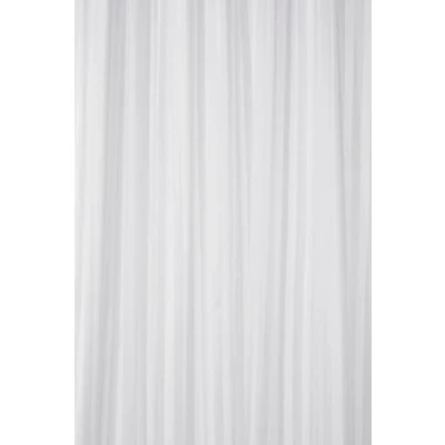 Image of Croydex White Woven Stripe Water Resistant Textile Shower Curtain,1800 x 1800mm