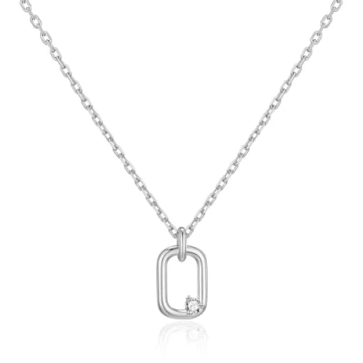 Image of Philip Jones Silver Plated Paperclip Necklace Created with Zircondia® Crystals