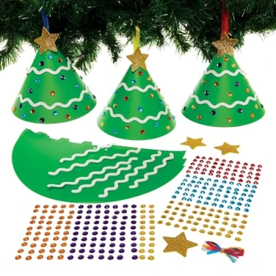 Image of Baker Ross FX857 Christmas Tree Cone Decoration Kits Pack of 6, Arts and Crafts for Kids