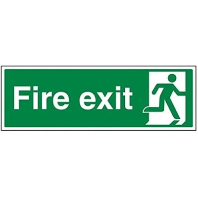 Image of V Safety Final Fire Exit Man Right Sign 450mm x 150mm 1mm Rigid Plastic
