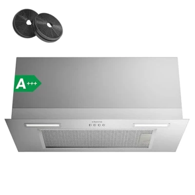Image of CIARRA CBCS6926A 60cm Integrated Cooker Hood Built in Kitchen Extractor Fan 3 Speed Settings LED Light UnderCabinet Energy Efficient &amp; Quiet Operation with CBCF003 Carbon Filters