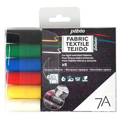 Image of Pebeo 7A Opaque Assorted Fabric Marker 4M, Set of 6