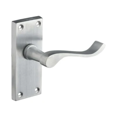 Image of Designer Levers Victorian Scroll Lever Door Handles Satin Chrome 1 Pair Latch Handle Interior Use Short