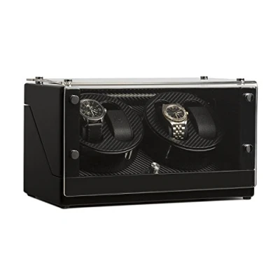 Image of KLARSTEIN CA2PM Watch Winder Display Case for 4 Watches (Carbon Look, Programs, Universal Application, Built In Long Life Battery)