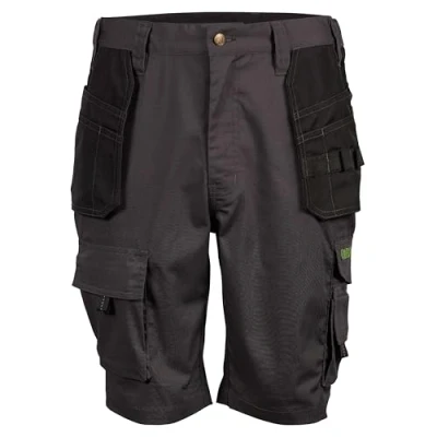 Image of Apache Workwear Men&#039;s Work Shorts APKHT cargo Holster pocket Grey/Black 32 Waist Rip Stop polycotton durable material Low Rise Comfort Side and large phone