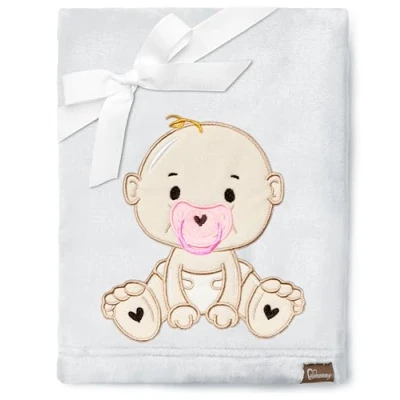 Image of Be Mammy Warm Children Baby Cosy Blanket Gift BE20 168 (Light Grey Girl)