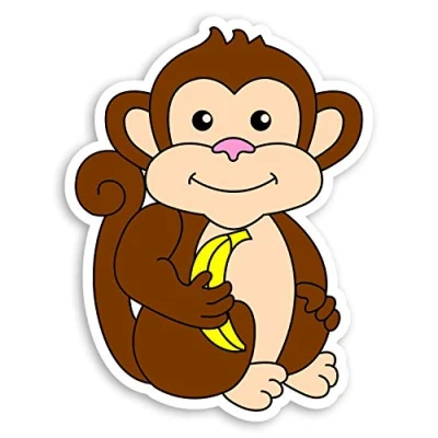 Image of 2 x 10cm Cheeky Monkey Vinyl Stickers Kids Banana Cute Laptop Sticker #20981 (10cm Tall)