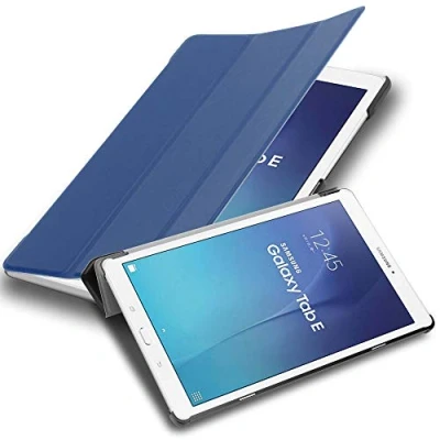 Image of Cadorabo Tablet Case works with Samsung Galaxy Tab E (9.6&quot; Zoll) SM T561 / T560 in JERSEY DARK BLUE Ultra Thin Book Style Protection Cover made of Faux Leather WITHOUT Auto Wake Up Stand Function