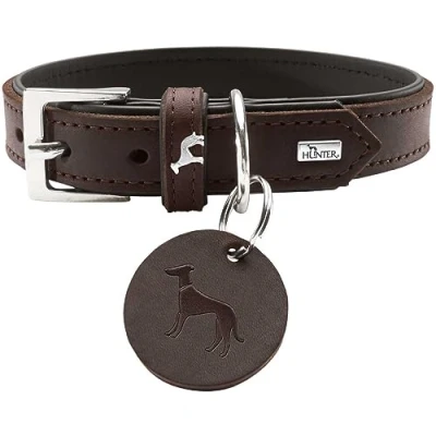 Image of HUNTER Collar Larvik, 50 Soft genuine cow leather, dark brown/black
