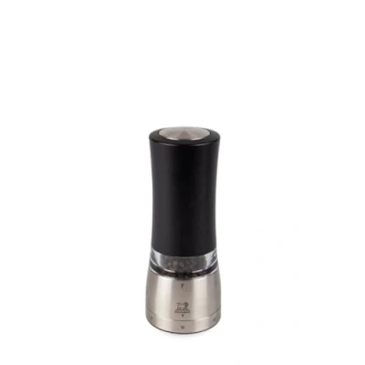 Image of PEUGEOT Daman u&#039;Select Electric Pepper Mill 16 cm 6 Pre Set Grind Settings Peppercorns Included Aluminum Designed in France Iridescent Black Finish