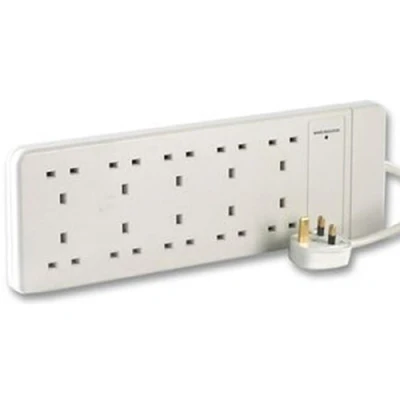 Image of kenable 10 Gang Way UK 13A Trailing Socket Mains Power Extension Lead 2m [2 metres]
