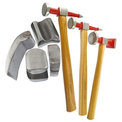 Image of Auto Body Repair Kit Panel Beating Hickory Hammers Dollies Shrinking 7pc AN021