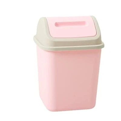 Image of Small Swing Bin,Simple Office Bin,Waste Paper Bin With Shake Lid,Plastic Waste Rubbish Bins For Kitchen,Dustbin,Bedroom bin,32cm x 22 cm 22cm,10L (10L,Pink)