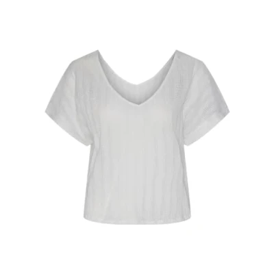 Image of PIECES Women&#039;s Pcafie SS Reversible Lace Top Sww T Shirt, Bright White, M