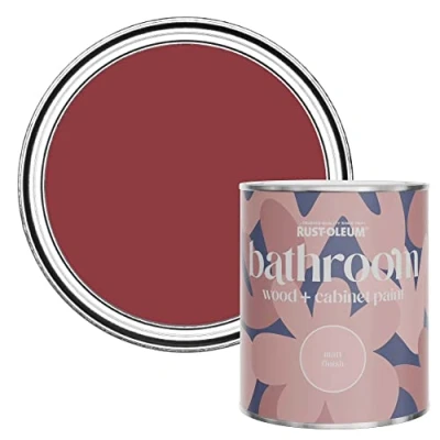 Image of Rust Oleum RED Moisture Resistant Bathroom Wood and Cabinet Paint in Matt Finish EMPIRE 750ML