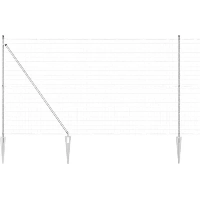 Image of vidaXL Euro Fence with 7 Spike Posts 1.6x10 m Galvanised Steel