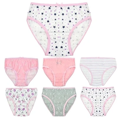 Image of Undercover 7 Pack Girls Briefs BR251 Moon &amp; Stars 3 4 Years