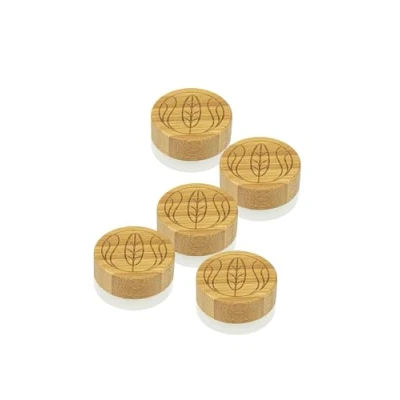 Image of WACHSMANN Refillable Glass Jars with Bamboo Lid 5 ml, pcs for DIY Sustainable Natural Cosmetics, Gift Packaging, Travel Container Ointments &amp; Lotions