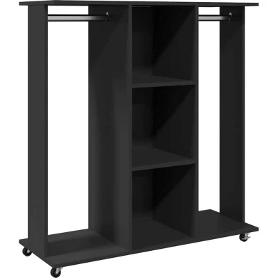 Image of vidaXL Wardrobe with Wheels Black Engineered Wood Closet Organiser 102 x 38 110 cm