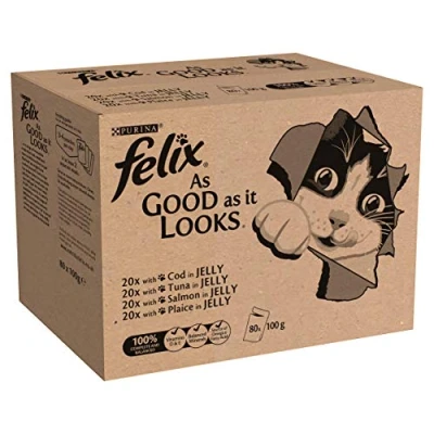 Image of Felix As Good It Looks Cat Food Fish 80 x 100g (80 Pouches)
