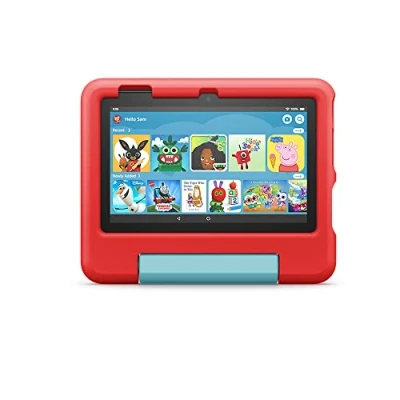 Image of Kid Proof Case for Fire 7 tablet Only compatible with 12th generation (2022 release), ages 37, Red
