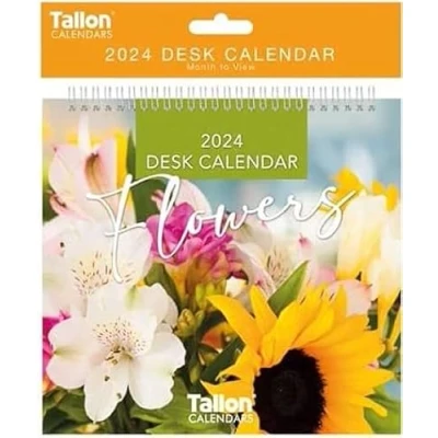 Image of PaulStore 2025 Desk Top Calendar Month to View Flip Over Home Office School Square Planner (Flowers)