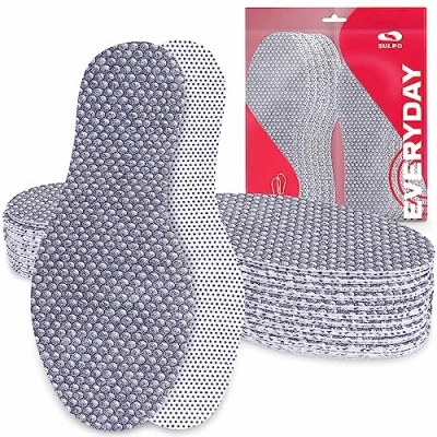 Image of SULPO 12 Pairs Insoles Men and Women Comfort Shoe Against Sweaty Smelly feet Anti Odour Inserts with a Fresh Scent for Everyday Shoes, Work Sneakers 7 UK W / 40 EU
