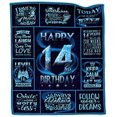 Image of 14 Year Old Boy Birthday Gifts, 14th Gifts for Boys, Gift Ideas, Boy, Decorations Throw Blanket 50&quot;X60&quot;