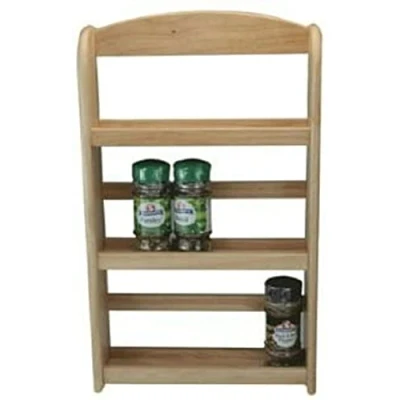 Image of Optimal Products 2 &amp; 3 Tier Bamboo Wood Kitchen Wall Mounted Spice Jars Herbs Rack Holder Stand For Home and Storage (3 Bamboo)