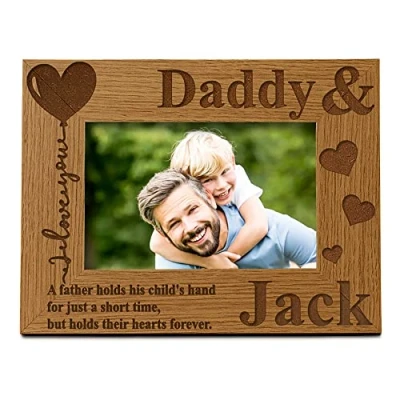 Image of ukgiftstoreonline Personalised Daddy and Son or Daughter Heart Wooden Photo Frame Gift FW475 (8 x 10 Inch)