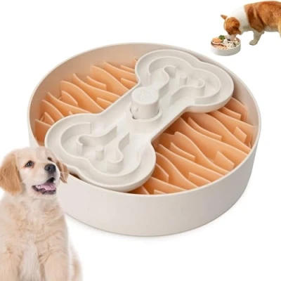 Image of Puzzle Feeder Dog Bowl, Slow Bowls for Dogs, Bowl Dry, Wet, and Raw Food, Food Large Dogs,Pink